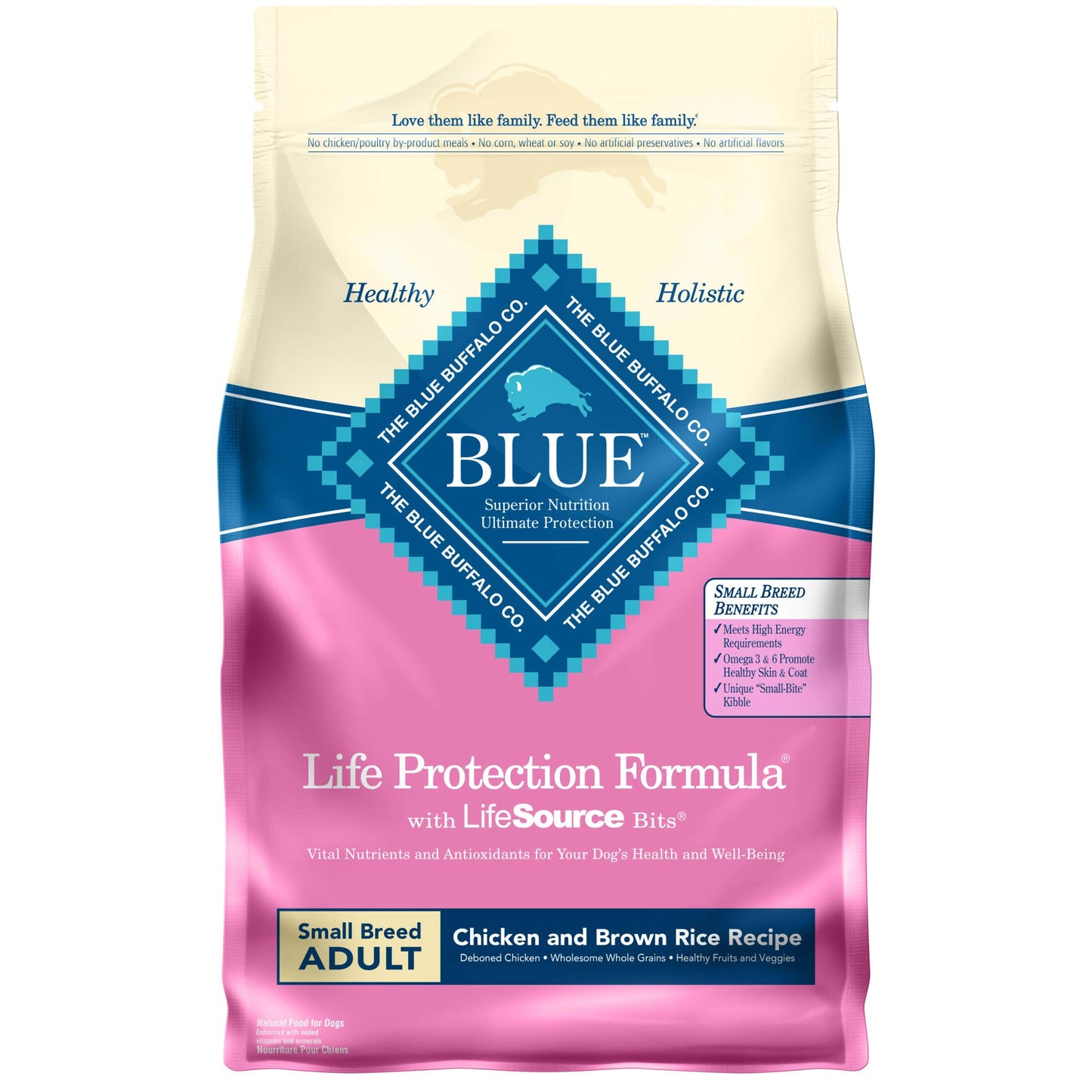 Blue Buffalo Life Protection Formula Adult Small Breed Dry Dog Food, Supports High Energy Needs, Made with Natural Ingredients, Lamb & Brown Rice Recipe, 15-lb Bag