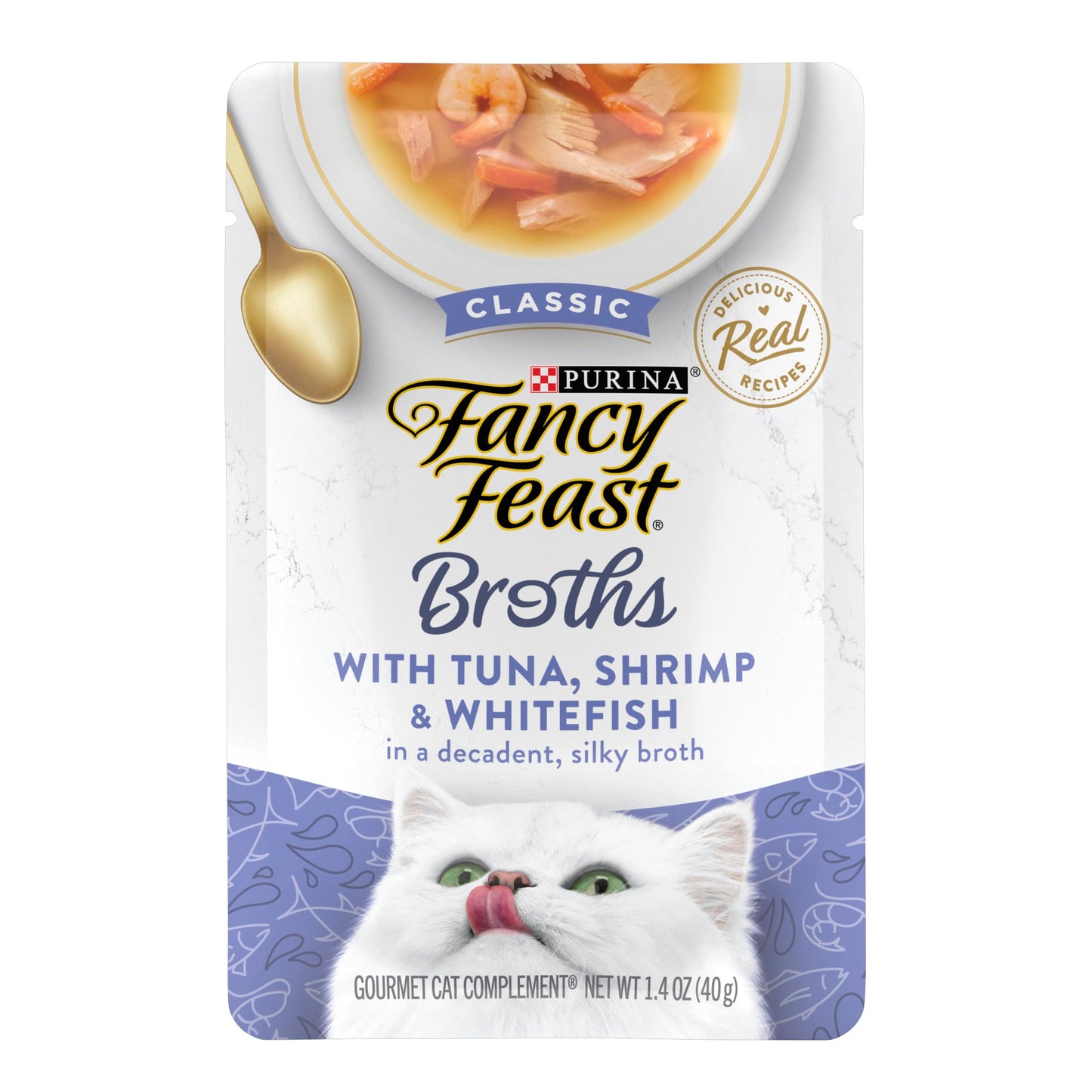 Purina Fancy Feast Lickable Wet Cat Food Broth Topper, Classic With Chicken and Vegetables - (Pack of 16) 1.4 oz. Pouches