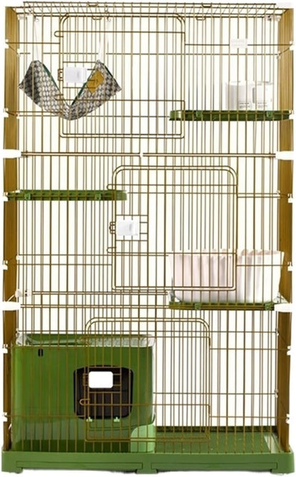 Cat Villa Cat Cage Super Large Free Space Home Two-Story Double-Three-Story Cat Villa Cat House Cat House (Color : Three-Story Four-Bedroom Yellow)