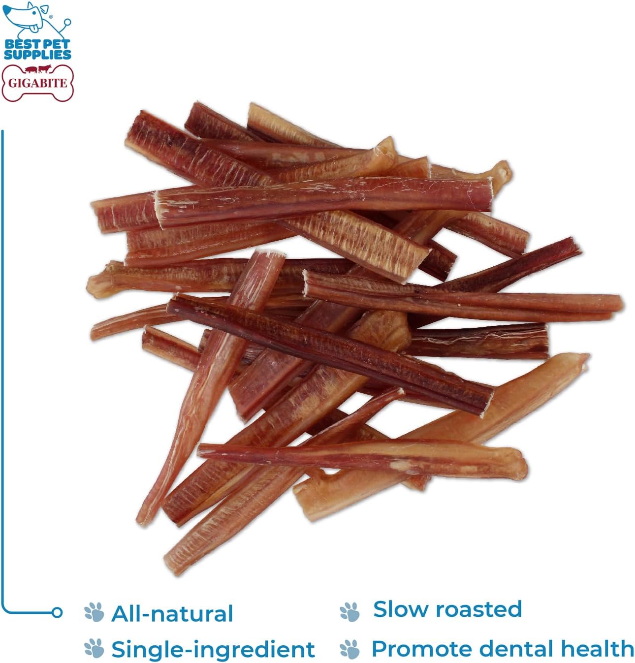 Best Pet Supplies GigaBite 6 Inch Natural Odor Bully Sticks Treats (20 Pack) All Natural, Free Range Beef Pizzle Dog Chews