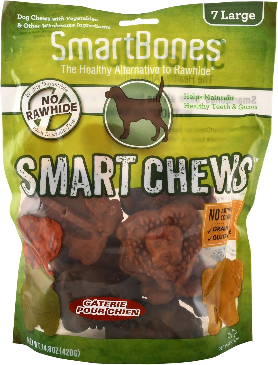 SmartBones Smart Chews, Rawhide Free Dog Chews Made with Real Chicken and Vegetables, 7 Count Large