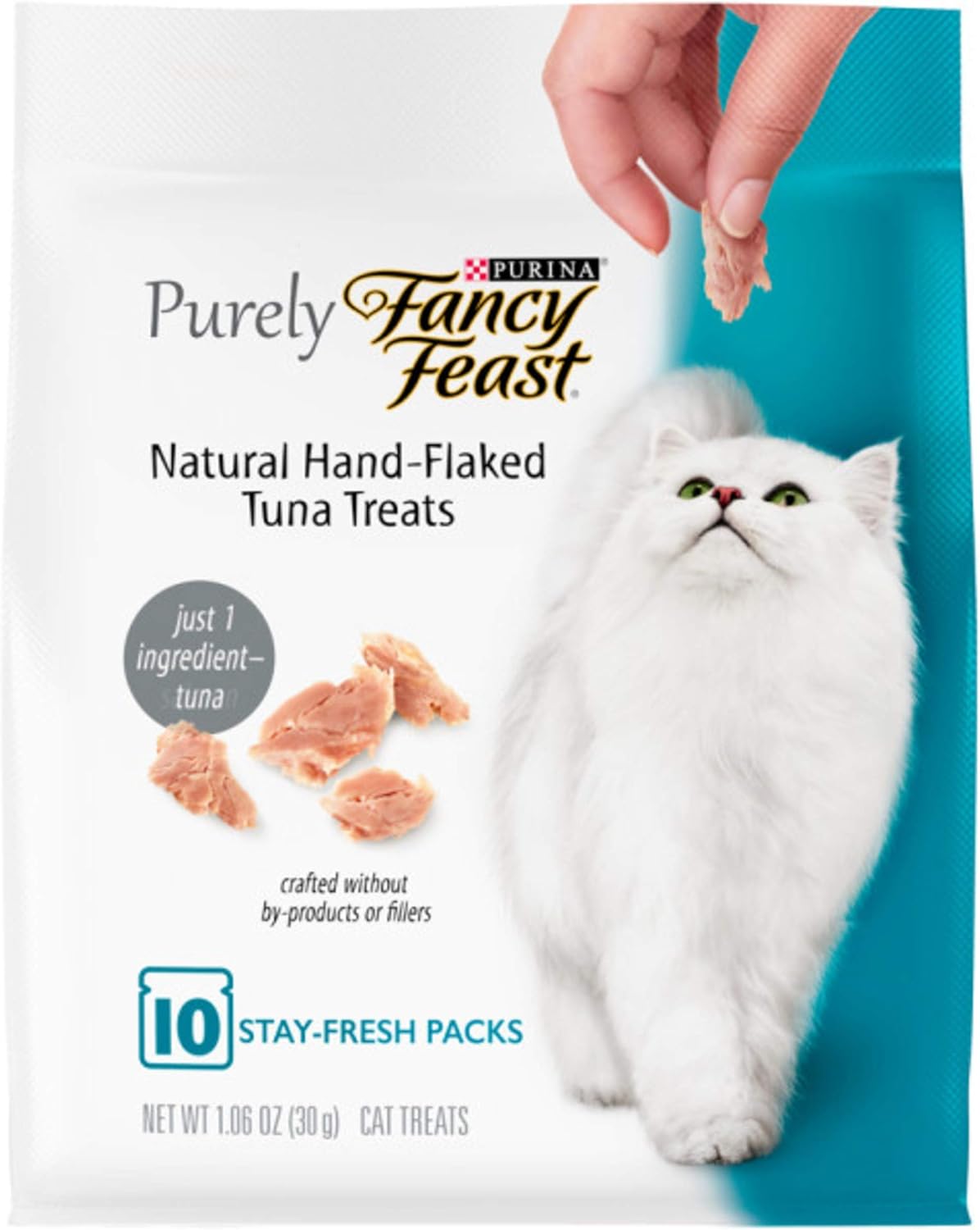 Purina Fancy Feast Natural Cat Treats, Purely Natural Hand-Flaked Tuna - (Pack of 5) 10 ct. Pouches