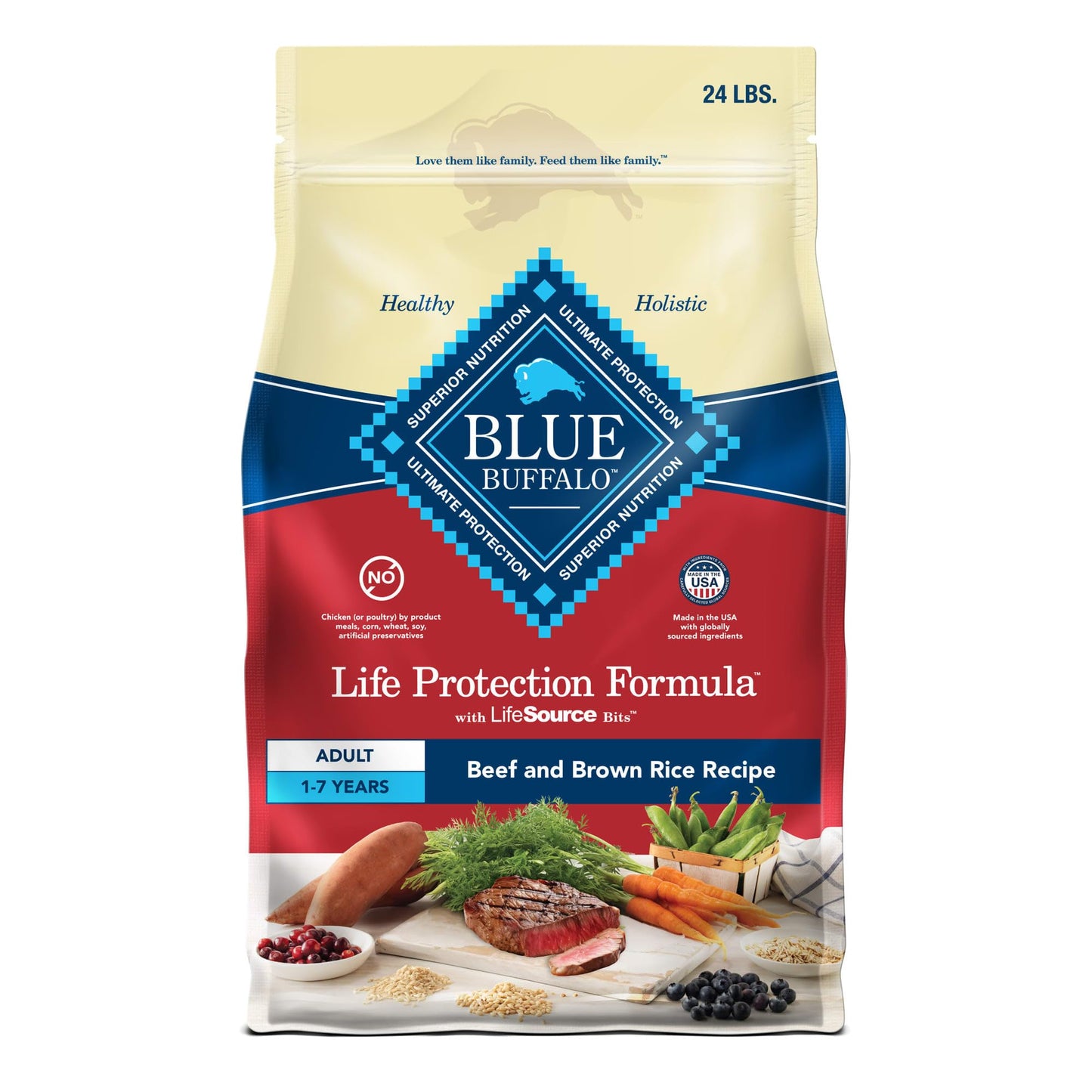 Blue Buffalo Life Protection Formula Adult Dry Dog Food, Helps Build and Maintain Strong Muscles, Made with Natural Ingredients, Chicken & Brown Rice Recipe, 15-lb. Bag