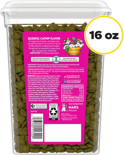 Temptations Classic Crunchy and Soft Cat Treats Blissful Catnip Flavor, 16 oz. Tub