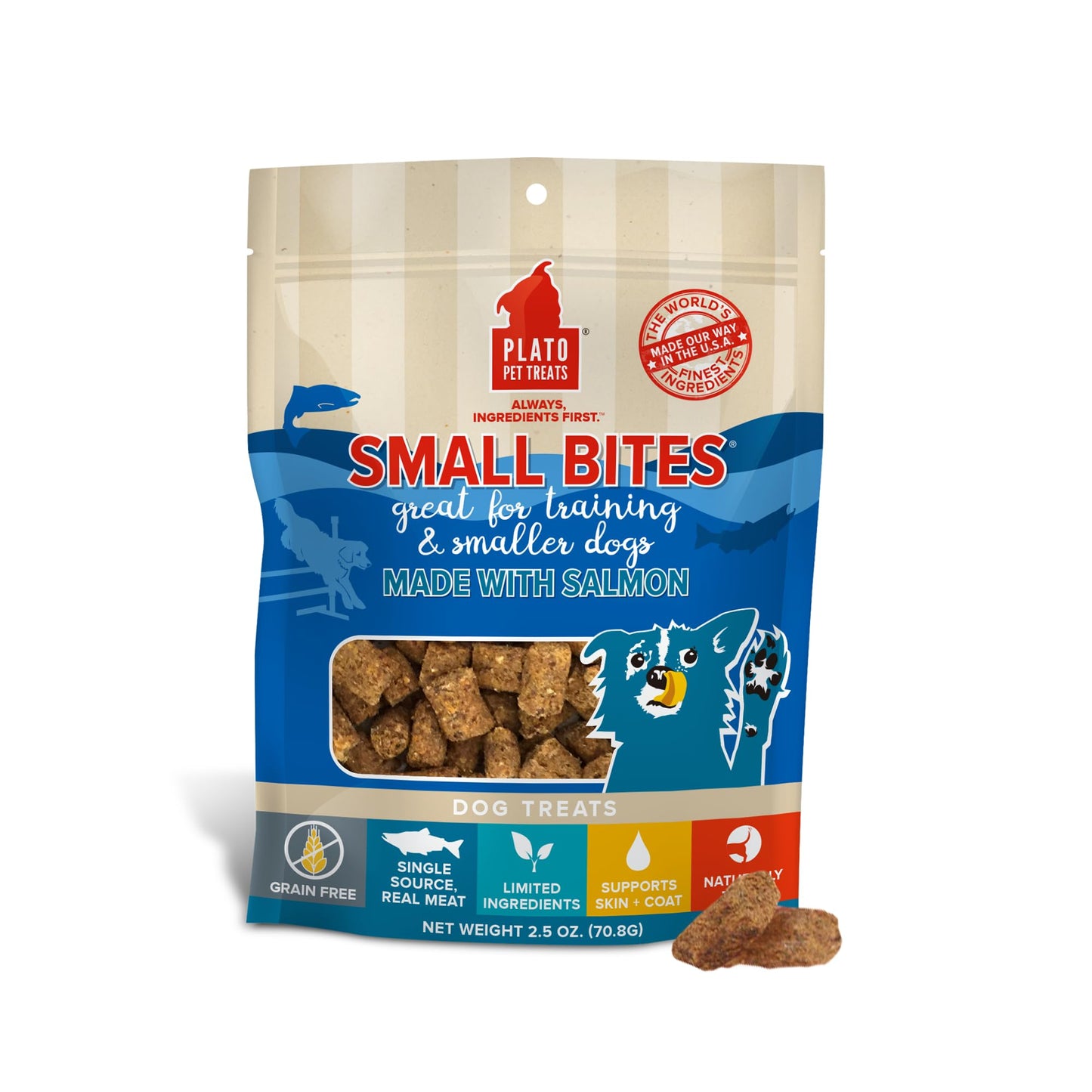 PLATO Pet Treats Small Bites - Air-Dried Training Treats for Dogs - Supports Healthy Digestion - Limited Ingredients - Lamb 2.5oz