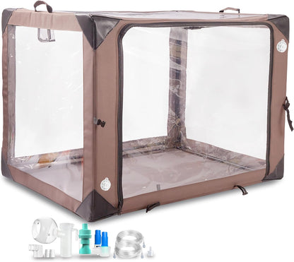 Pet Oxygen Cage for Large Dogs to Obtain Oxygen/Nebulizing Care, Tube Kit and Mat Included (L- 43.3x31.5x31.5)