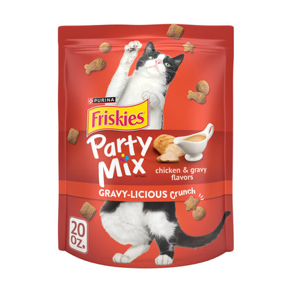 Purina Friskies Made in USA Facilities, Natural Cat Treats, Party Mix Natural Yums Catnip Flavor - 30 oz. Canister