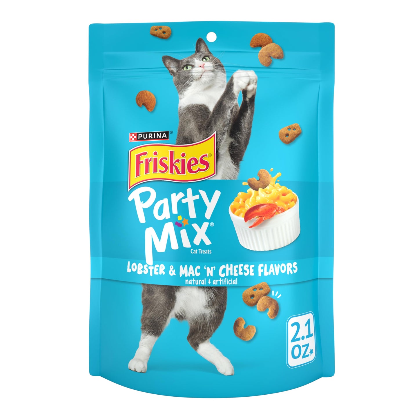 Purina Friskies Cat Treats, Party Mix Gravy-licious Crunch Turkey and Gravy Flavors - (Pack of 10) 2.1 oz. Pouches