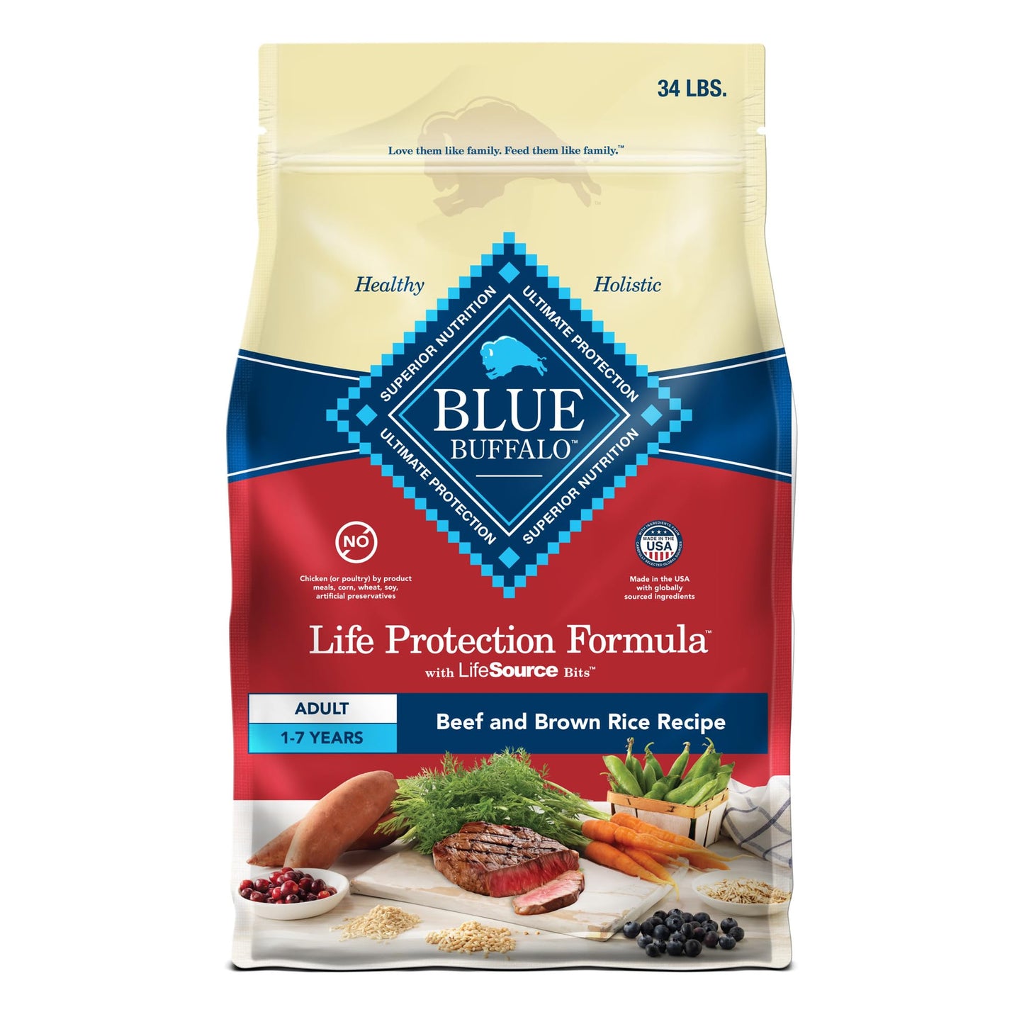 Blue Buffalo Life Protection Formula Adult Dry Dog Food, Helps Build and Maintain Strong Muscles, Made with Natural Ingredients, Chicken & Brown Rice Recipe, 5-lb. Bag