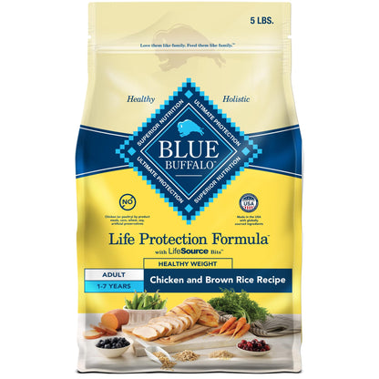 Blue Buffalo Life Protection Formula Healthy Weight Adult Dry Dog Food, Supports an Ideal Weight, Made with Natural Ingredients, Chicken & Brown Rice Recipe, 30-lb Bag