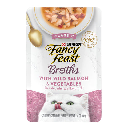 Purina Fancy Feast Lickable Wet Cat Food Broth Topper, Classic With Chicken and Vegetables - (Pack of 16) 1.4 oz. Pouches