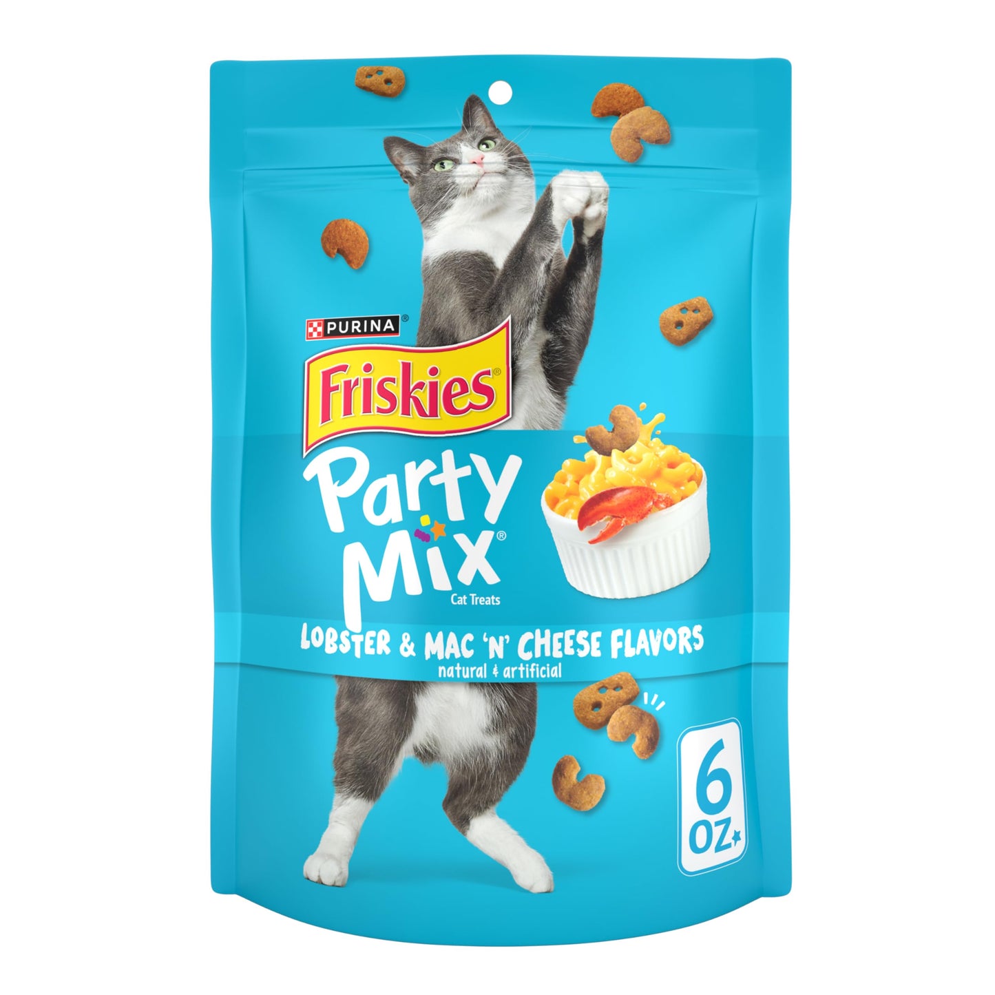 Purina Friskies Cat Treats, Party Mix Seafood Lovers Crunch - (Pack of 6) 6 oz. Pouches