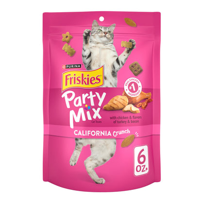 Purina Friskies Cat Treats, Party Mix Seafood Lovers Crunch - (Pack of 6) 6 oz. Pouches