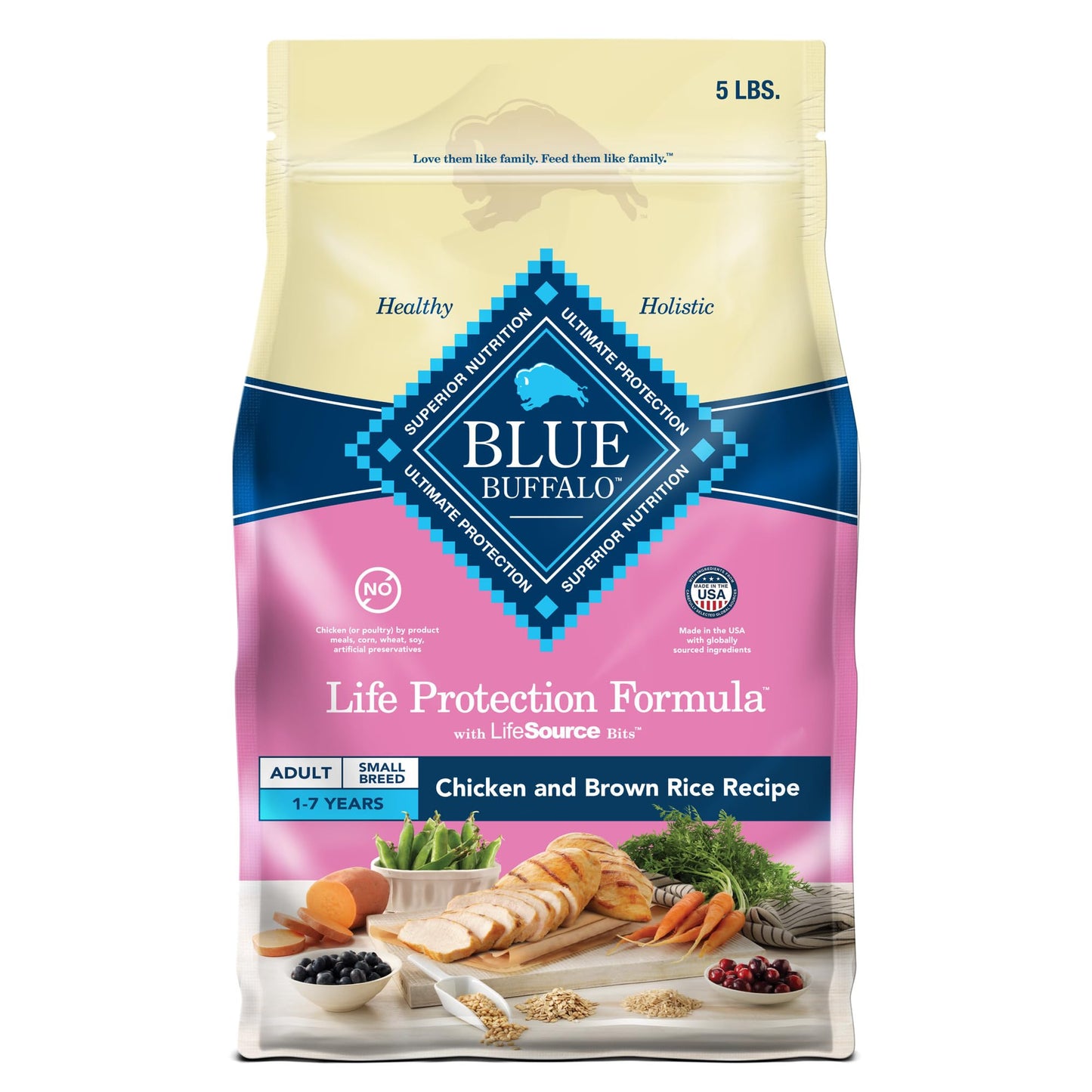 Blue Buffalo Life Protection Formula Adult Small Breed Dry Dog Food, Supports High Energy Needs, Made with Natural Ingredients, Chicken & Brown Rice Recipe, 15-lb Bag