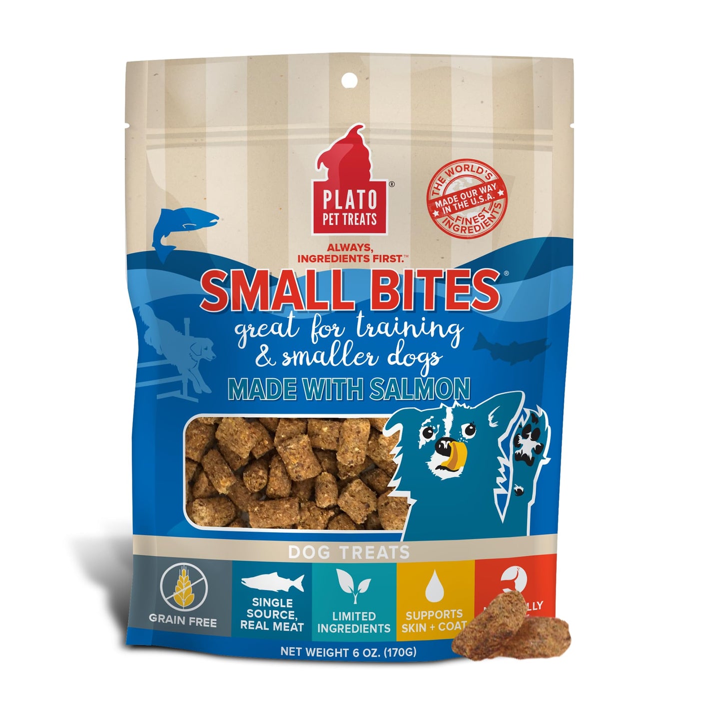 PLATO Pet Treats Small Bites - Air-Dried Training Treats for Dogs - Supports Healthy Digestion - Limited Ingredients - Lamb 2.5oz