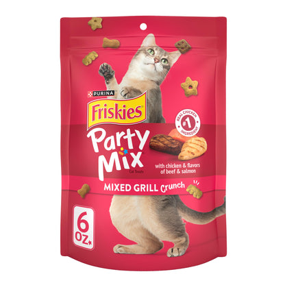 Purina Friskies Made in USA Facilities, Natural Cat Treats, Party Mix Natural Yums Catnip Flavor - 30 oz. Canister