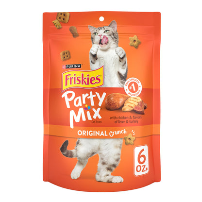 Purina Friskies Cat Treats, Party Mix Seafood Lovers Crunch - (Pack of 6) 6 oz. Pouches