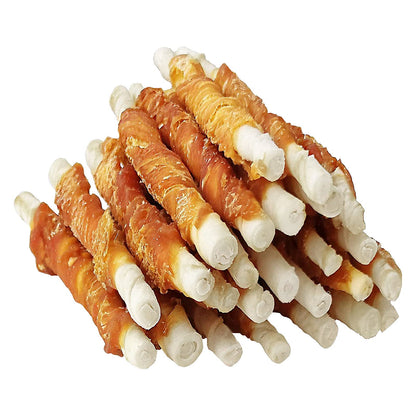 MON2SUN Dog Treats, Rawhide Twist Chicken Hide Sticks, Suitable for Puppy and Small Dogs, 5 Inch (Chicken, Pack of 40)