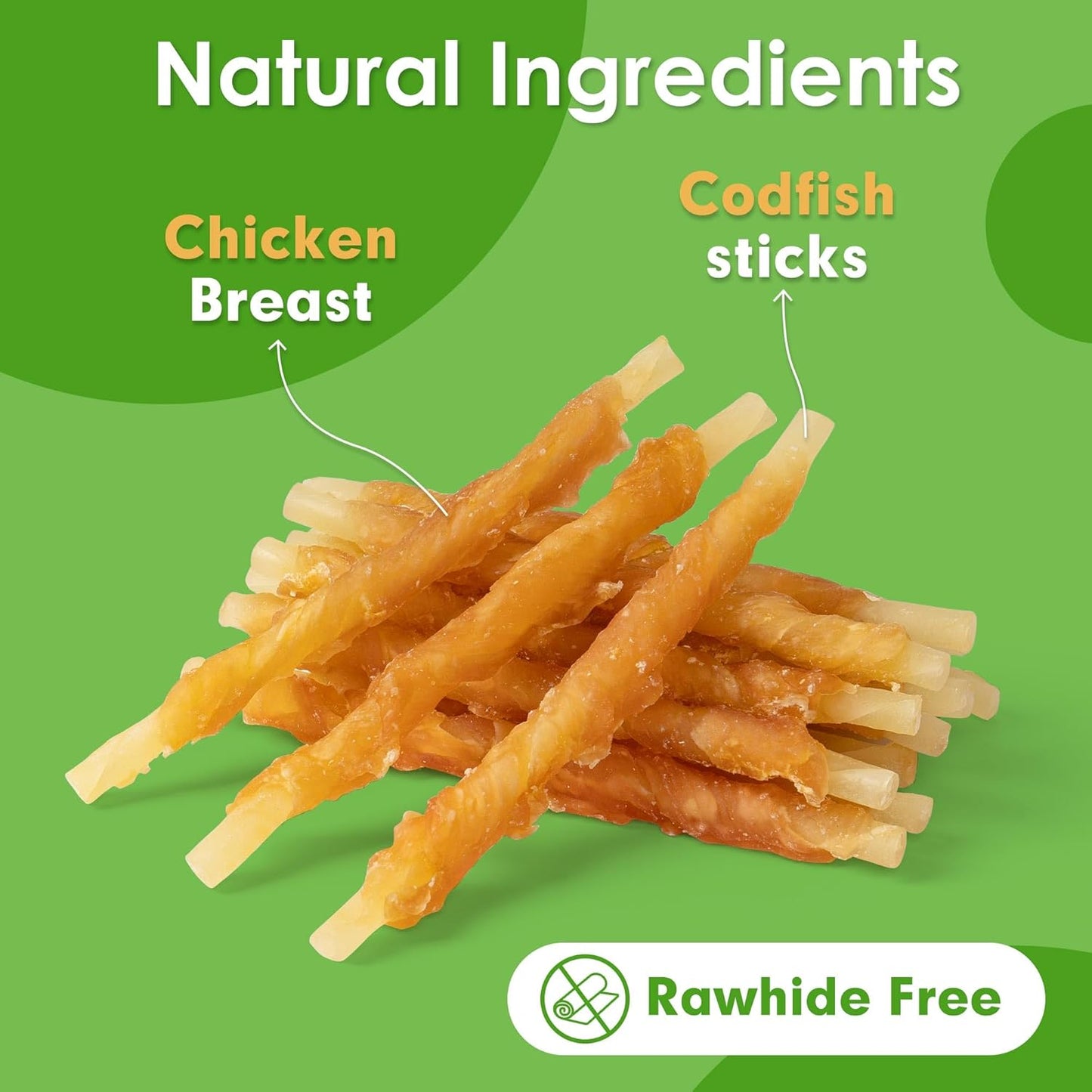 MON2SUN Rawhide Free Dog Treats Chicken Wrapped Cod Sticks for Small Dogs Healthy Training Treats Soft Snacks (14.11 Ounce -Pack of 1)