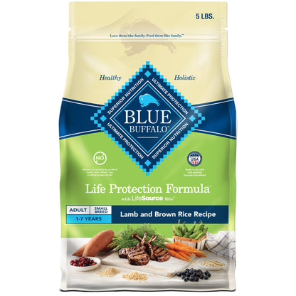 Blue Buffalo Life Protection Formula Adult Small Breed Dry Dog Food, Supports High Energy Needs, Made with Natural Ingredients, Lamb & Brown Rice Recipe, 15-lb Bag