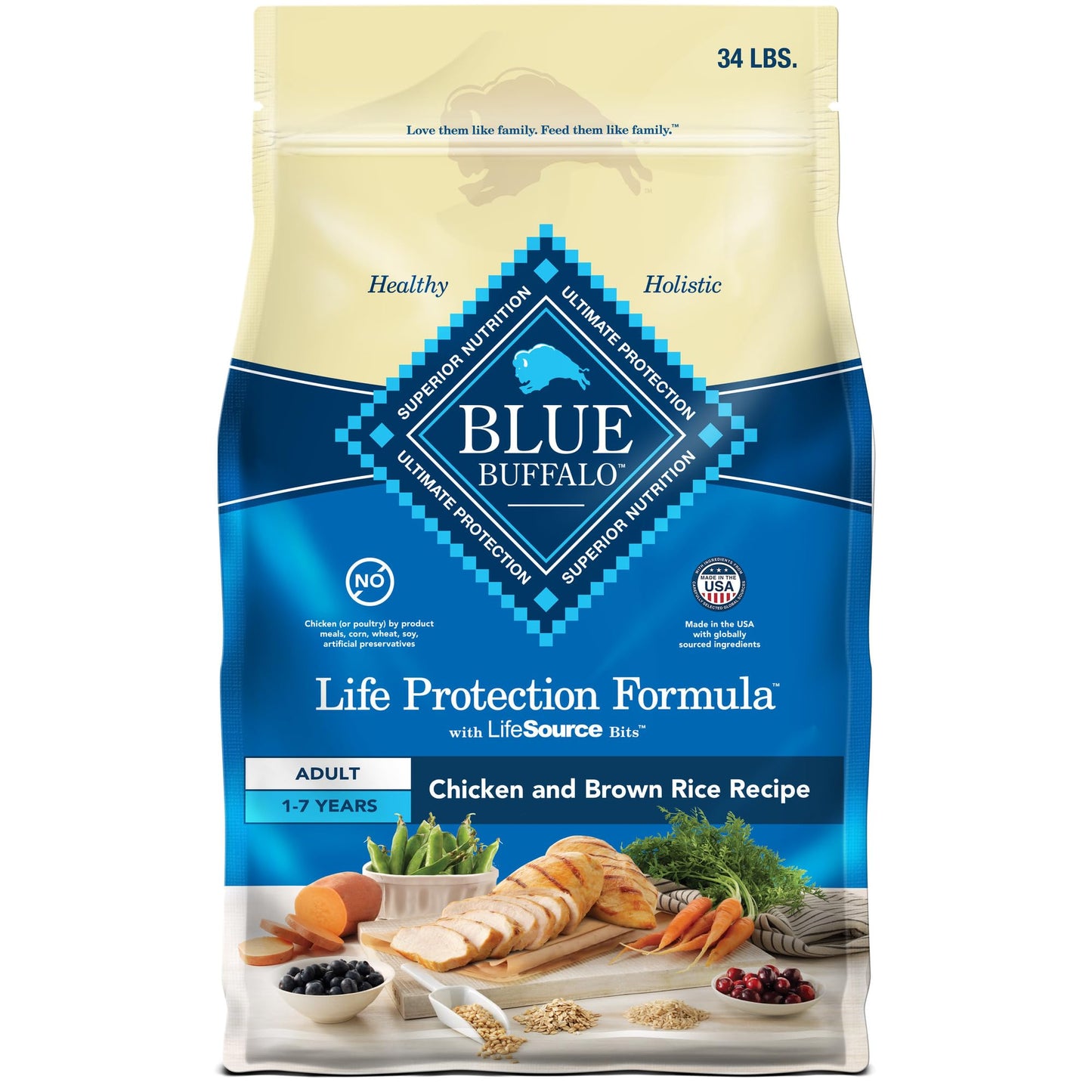 Blue Buffalo Life Protection Formula Adult Dry Dog Food, Helps Build and Maintain Strong Muscles, Made with Natural Ingredients, Chicken & Brown Rice Recipe, 5-lb. Bag