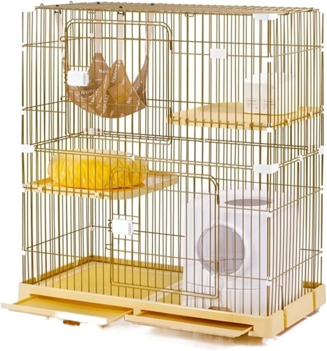 Cat Villa Cat Cage Super Large Free Space Home Two-Story Double-Three-Story Cat Villa Cat House Cat House (Color : Three-Story Four-Bedroom Yellow)