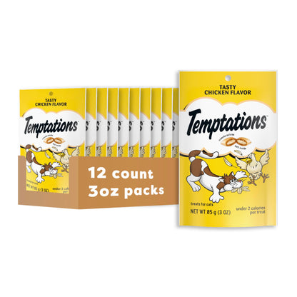 TEMPTATIONS Classic Crunchy and Soft Cat Treats Tasty Chicken Flavor, 48 Ounce (Pack of 1)