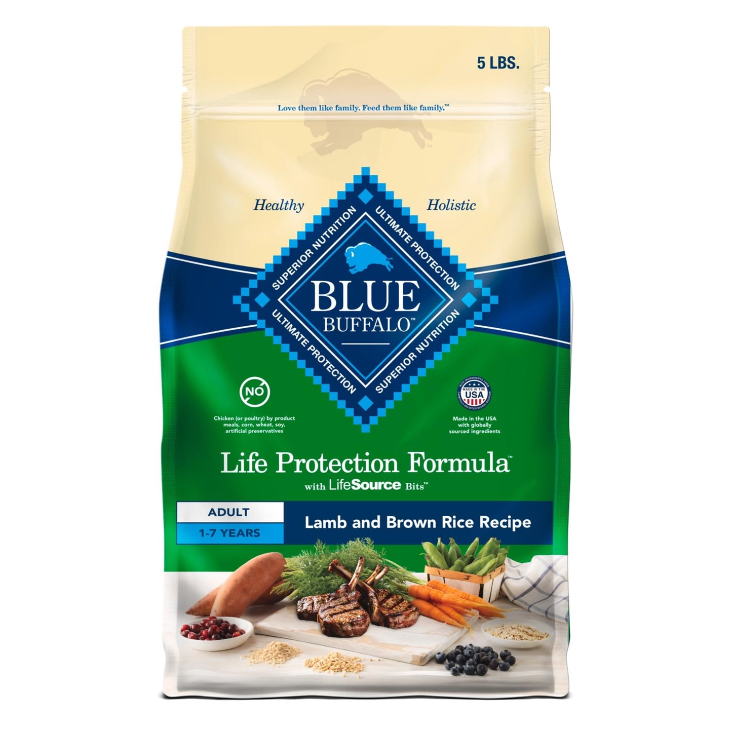 Blue Buffalo Life Protection Formula Adult Dry Dog Food, Helps Build and Maintain Strong Muscles, Made with Natural Ingredients, Fish & Brown Rice Recipe, 15-lb Bag