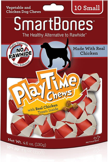 SmartBones PlayTime Chews, Rawhide Free Dog Chews, Treats for Dogs Made With Real Chicken, 10 Count Small