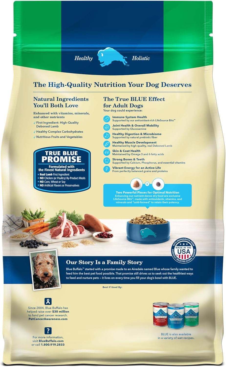 Blue Buffalo Life Protection Formula Adult Dry Dog Food, Helps Build and Maintain Strong Muscles, Made with Natural Ingredients, Lamb & Brown Rice Recipe, 30-lb. Bag