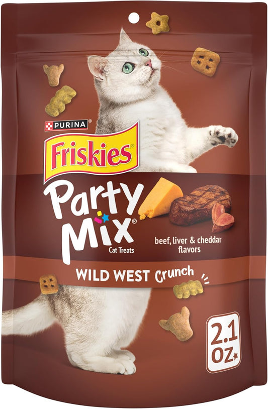 Purina Friskies Cat Treats, Party Mix Wild West Crunch - (Pack of 10) 2.1 oz. Pouches