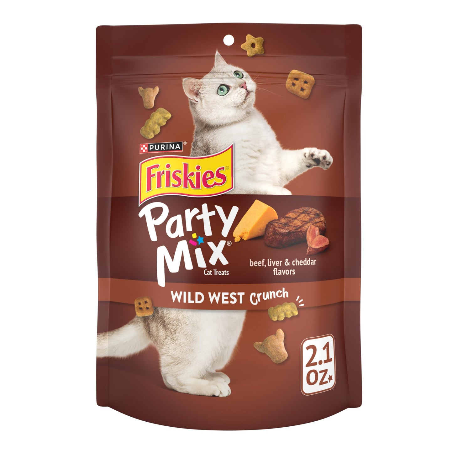 Purina Friskies Cat Treats, Party Mix Gravy-licious Crunch Turkey and Gravy Flavors - (Pack of 10) 2.1 oz. Pouches