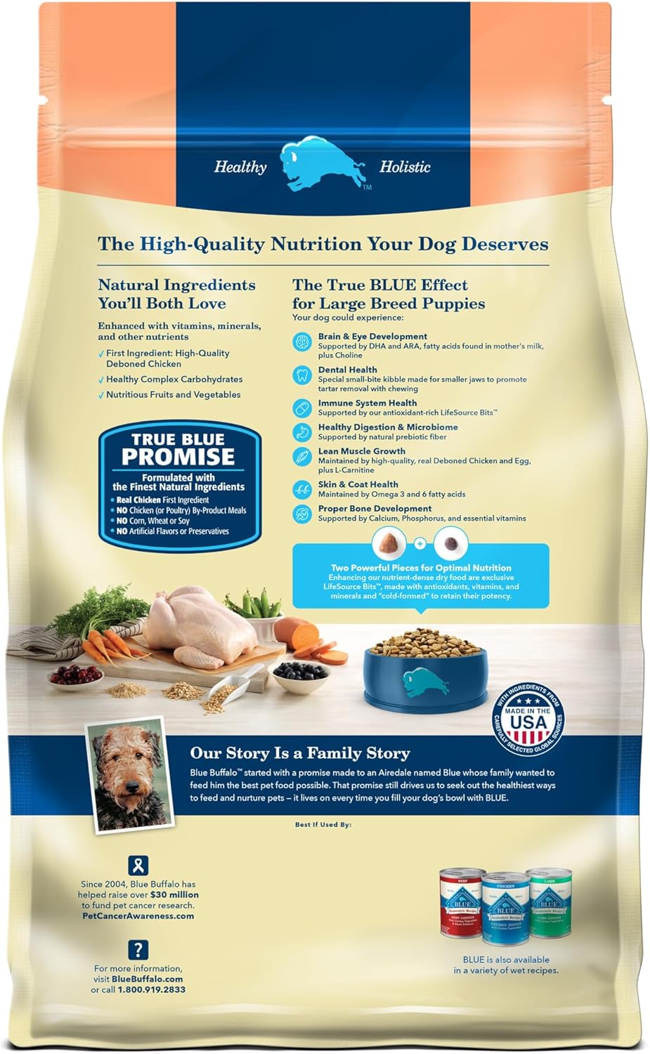 Blue Buffalo Life Protection Formula Large Breed Puppy Dry Dog Food with DHA, Vital Nutrients & Antioxidants, Made with Natural Ingredients, Chicken & Brown Rice Recipe, 30-lb. Bag