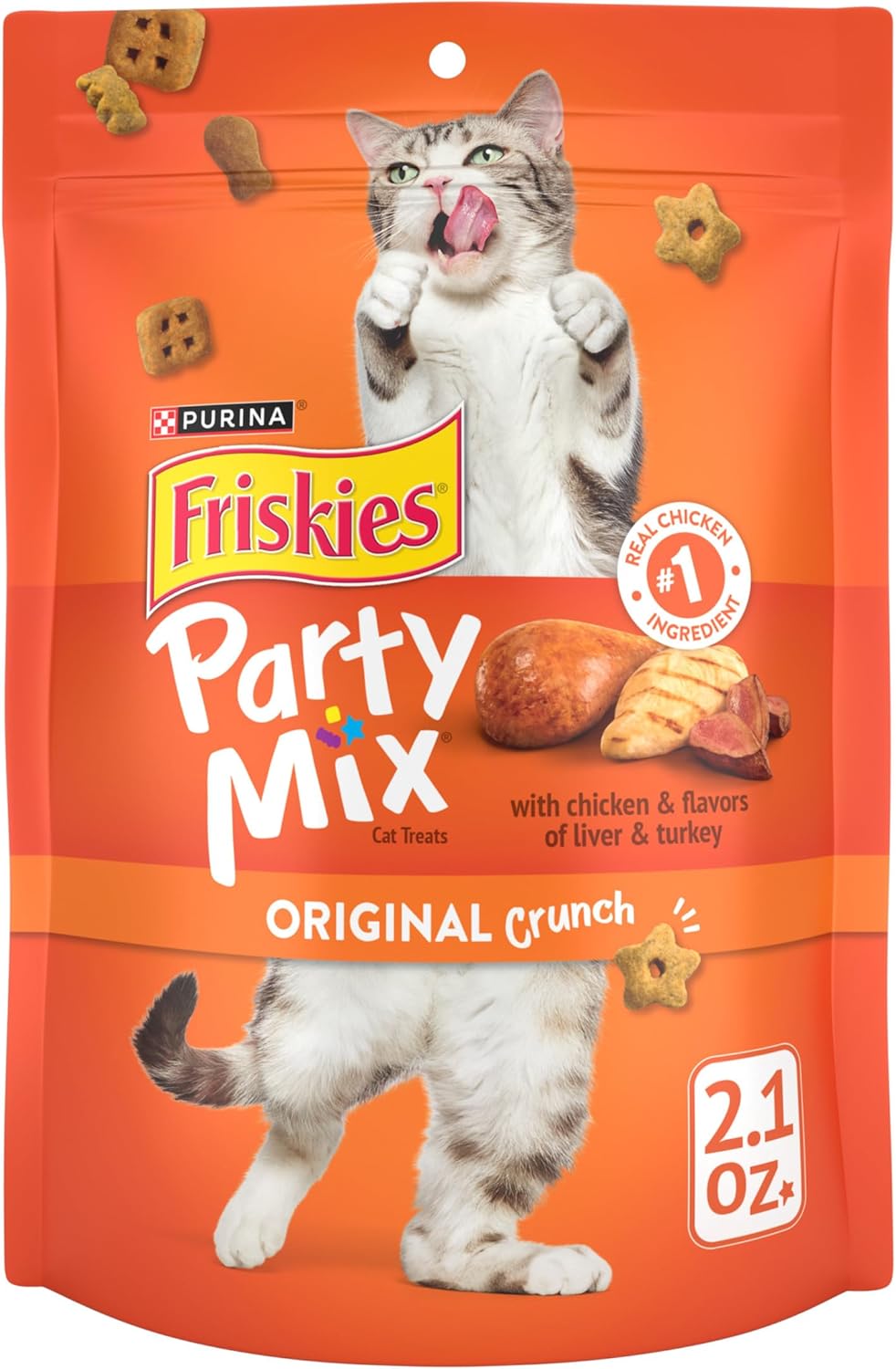 Purina Friskies Cat Treats, Party Mix Original Crunch - (Pack of 10) 2.1 oz. Pouches