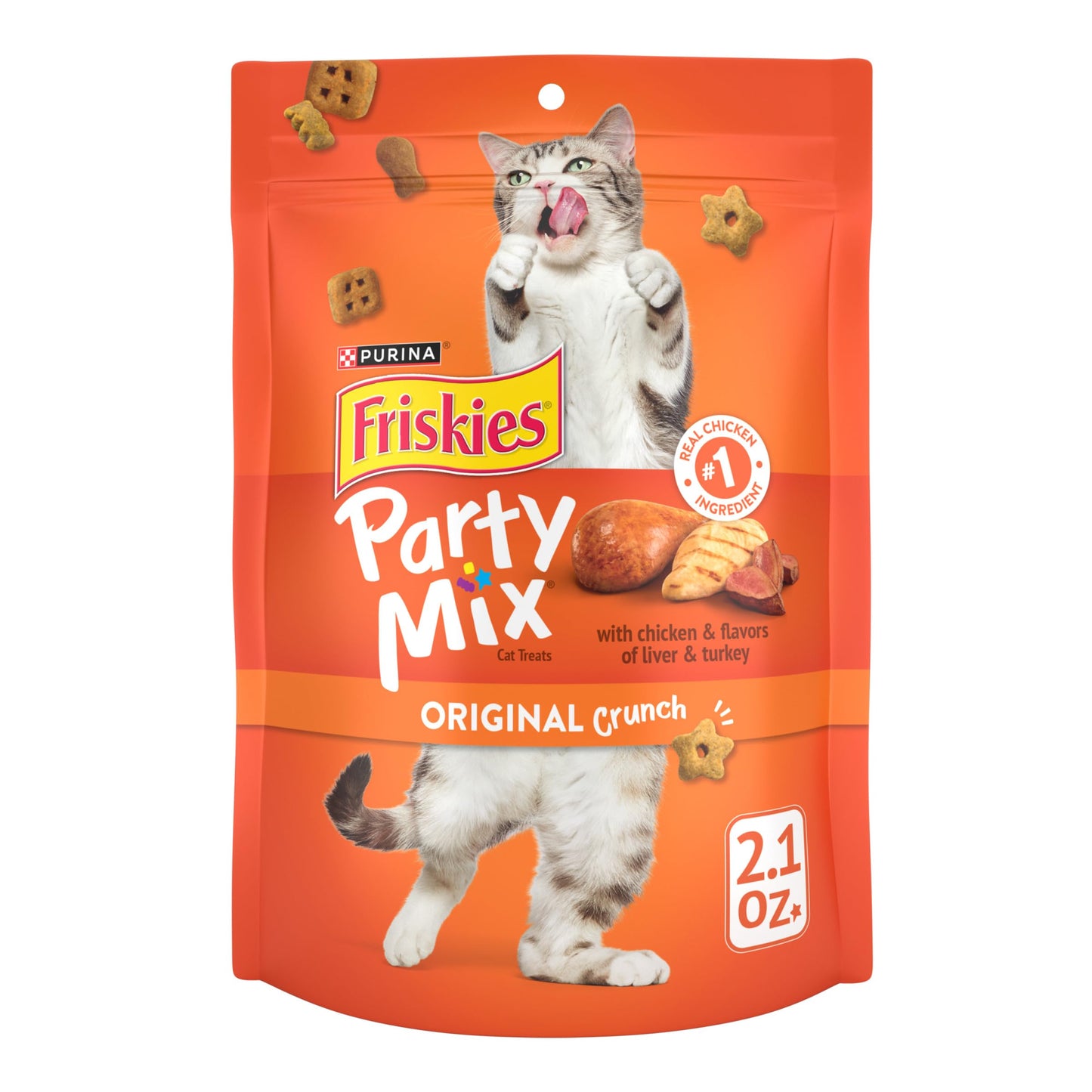 Purina Friskies Cat Treats, Party Mix California Crunch With Chicken - (Pack of 10) 2.1 oz. Pouches