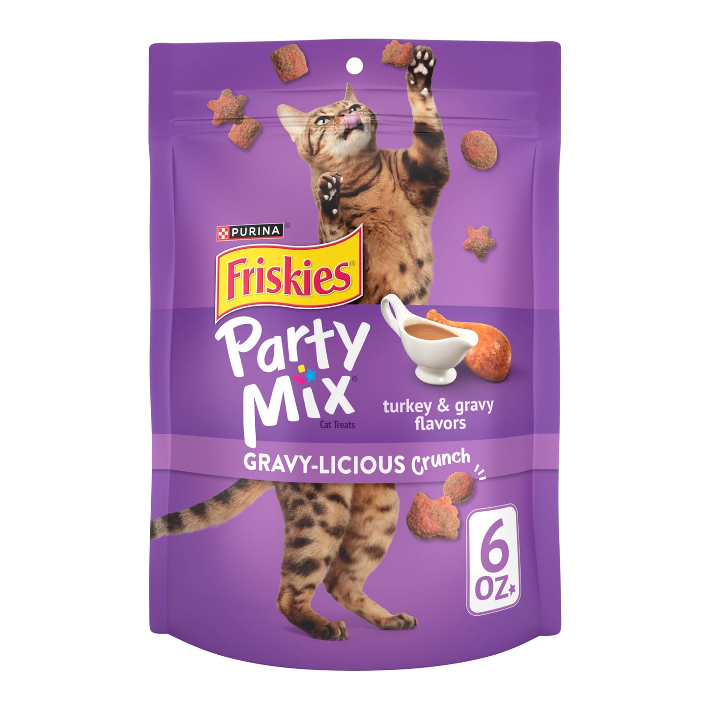 Purina Friskies Cat Treats, Party Mix Seafood Lovers Crunch - (Pack of 6) 6 oz. Pouches