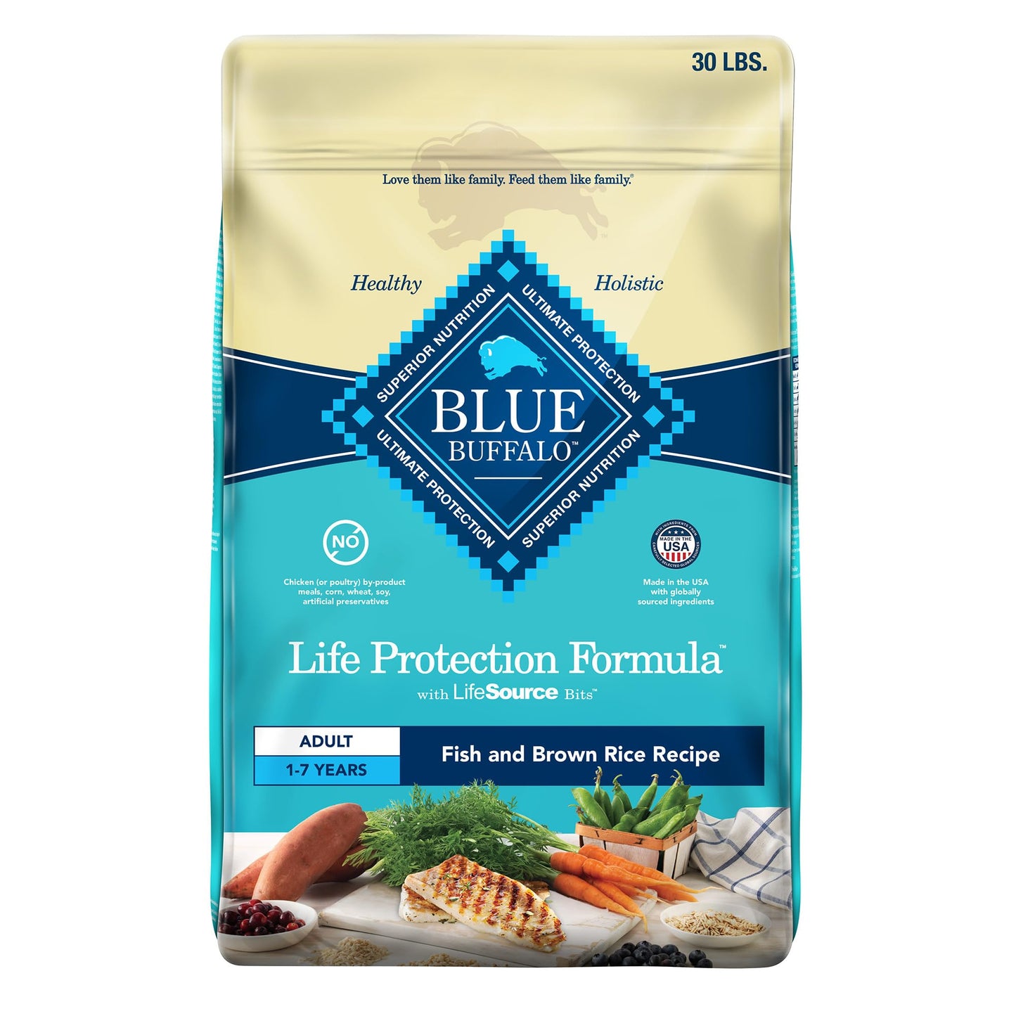 Blue Buffalo Life Protection Formula Adult Dry Dog Food, Helps Build and Maintain Strong Muscles, Made with Natural Ingredients, Chicken & Brown Rice Recipe, 15-lb. Bag