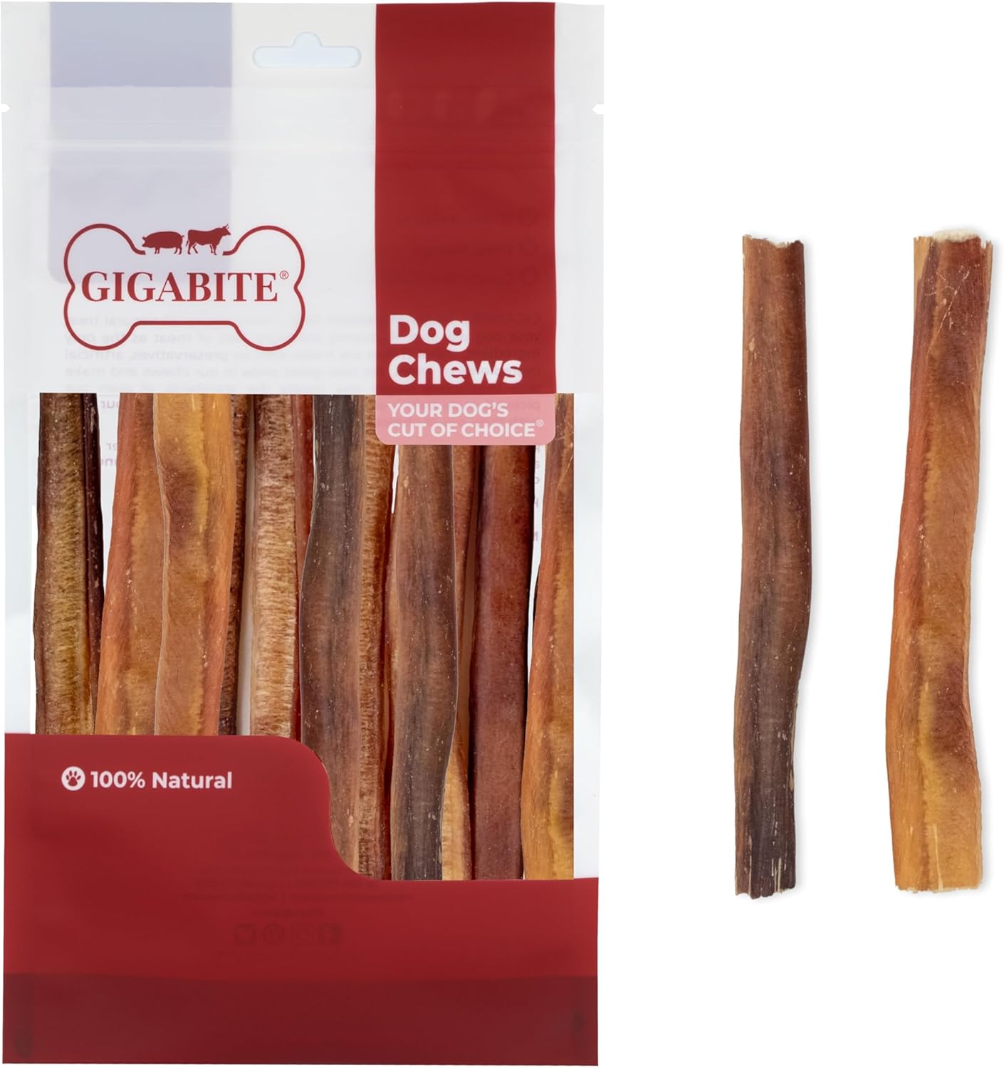 Best Pet Supplies GigaBite 6 Inch Natural Odor Bully Sticks Treats (20 Pack) All Natural, Free Range Beef Pizzle Dog Chews