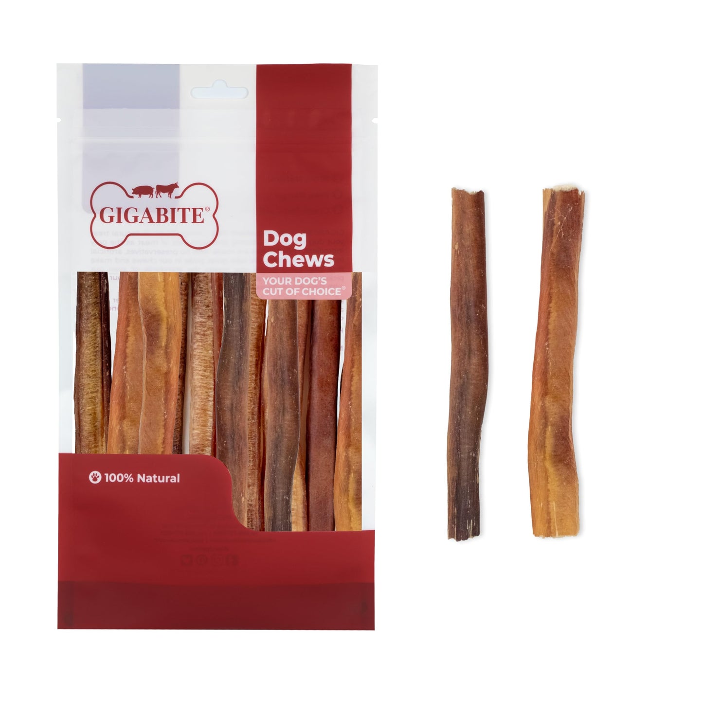 Best Pet Supplies GigaBite 12 Inch Bully Sticks (6 Pack) - All Natural, Free Range Beef Pizzle Dog Treat