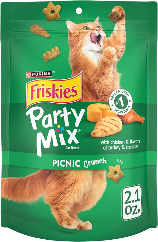 Purina Friskies Cat Treats, Party Mix Picnic Crunch - (Pack of 10) 2.1 oz. Pouches