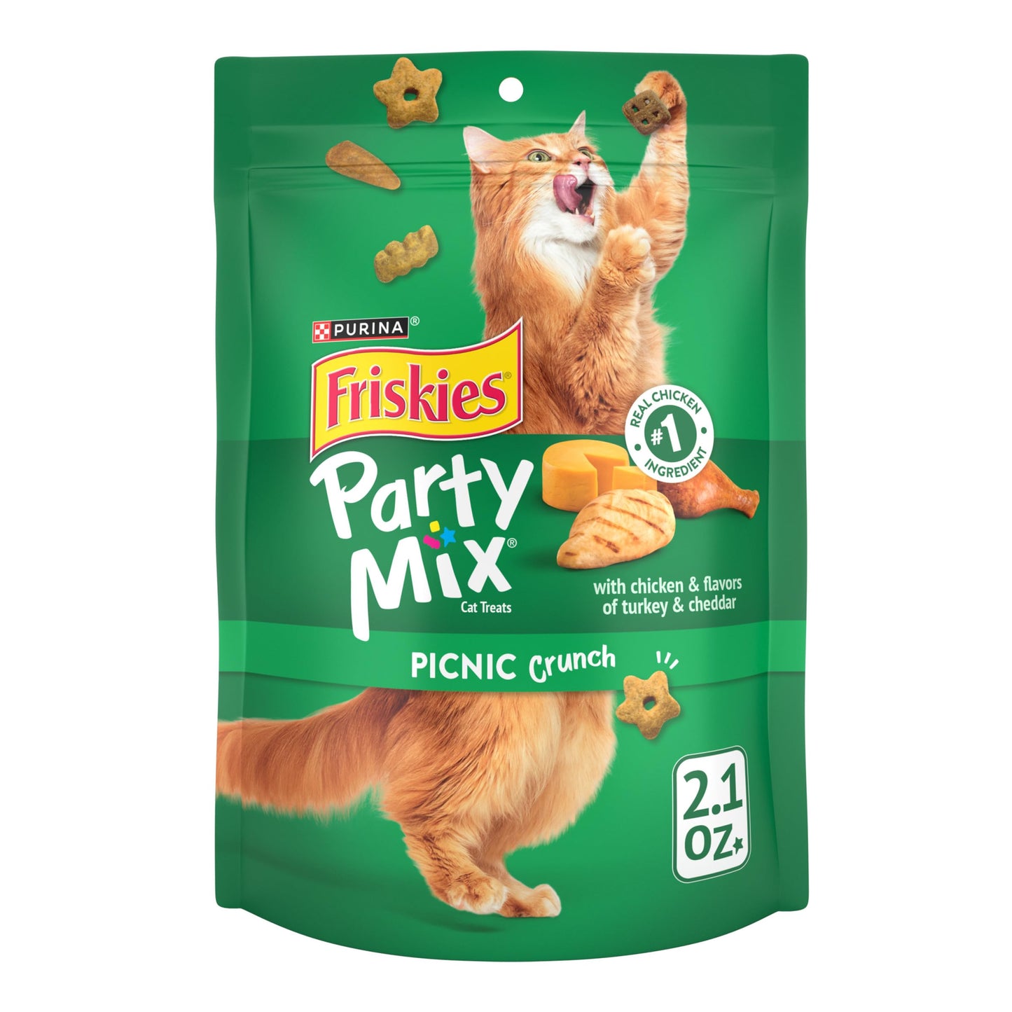 Purina Friskies Cat Treats, Party Mix Gravy-licious Crunch Turkey and Gravy Flavors - (Pack of 10) 2.1 oz. Pouches