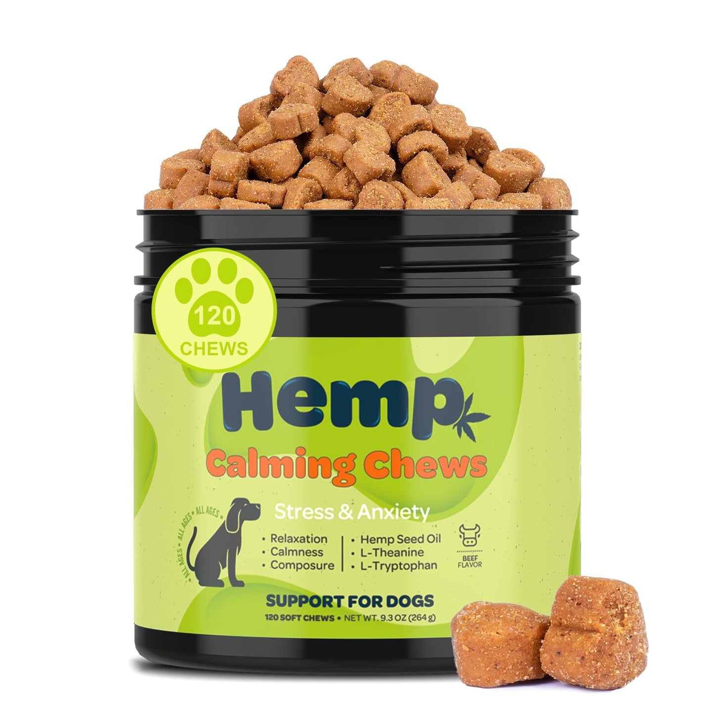 Zingly Hemp Calming Chews for Dogs Calming Treats Chews - Anxiety Relief Treats, Separation Anxiety Relief for Dogs Calming Treats Pet Calming Care Chews for Anti Anxiety Dogs, Bacon, 30 Counts