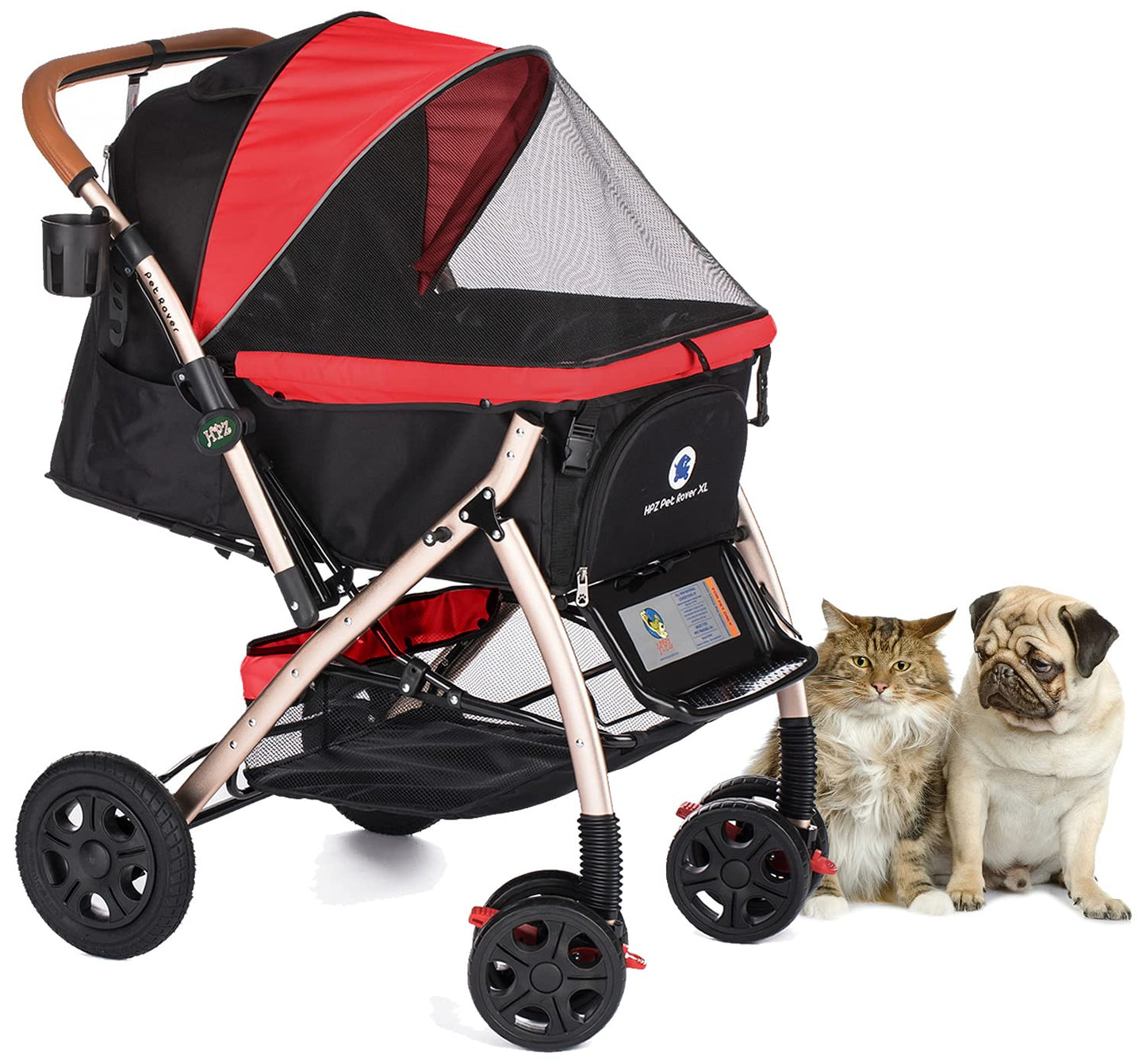 XL Extra-Long Premium Heavy Duty Dog/Cat/Pet Stroller Travel Carriage for Small, Medium, Large Pets (Taupe 2nd-Gen)