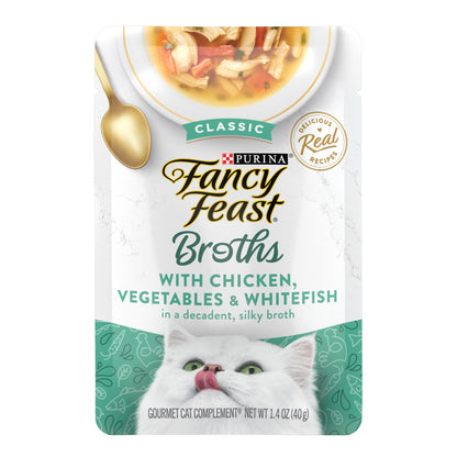 Purina Fancy Feast Lickable Wet Cat Food Broth Topper, Classic With Chicken and Vegetables - (Pack of 16) 1.4 oz. Pouches