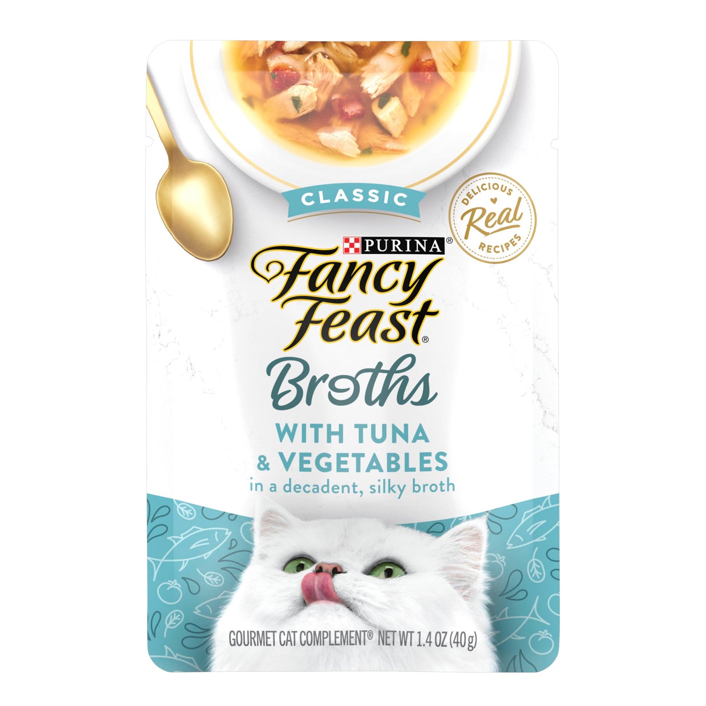 Purina Fancy Feast Lickable Wet Cat Food Broth Topper, Classic With Chicken and Vegetables - (Pack of 16) 1.4 oz. Pouches