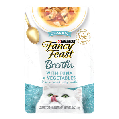 Purina Fancy Feast Lickable Wet Cat Food Broth Topper, Classic With Chicken and Vegetables - (Pack of 16) 1.4 oz. Pouches