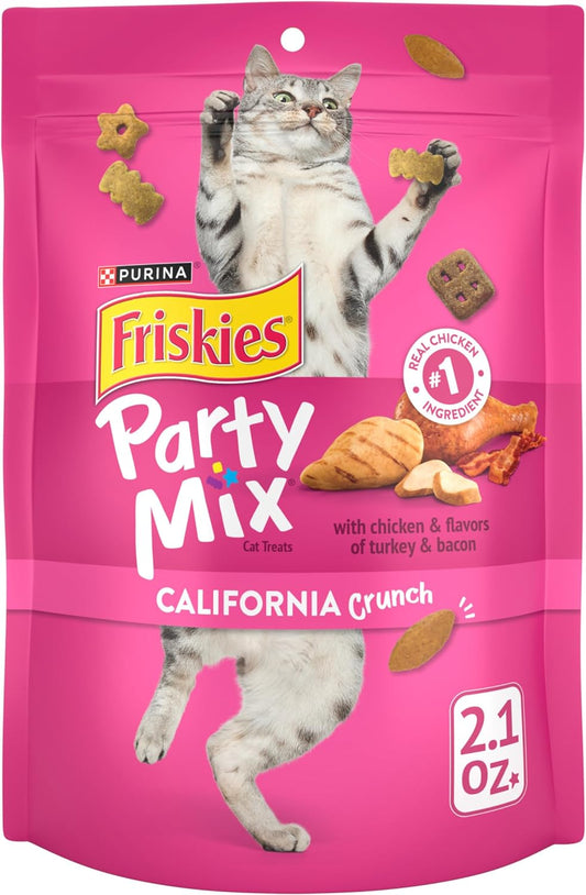 Purina Friskies Cat Treats, Party Mix California Crunch With Chicken - (Pack of 10) 2.1 oz. Pouches