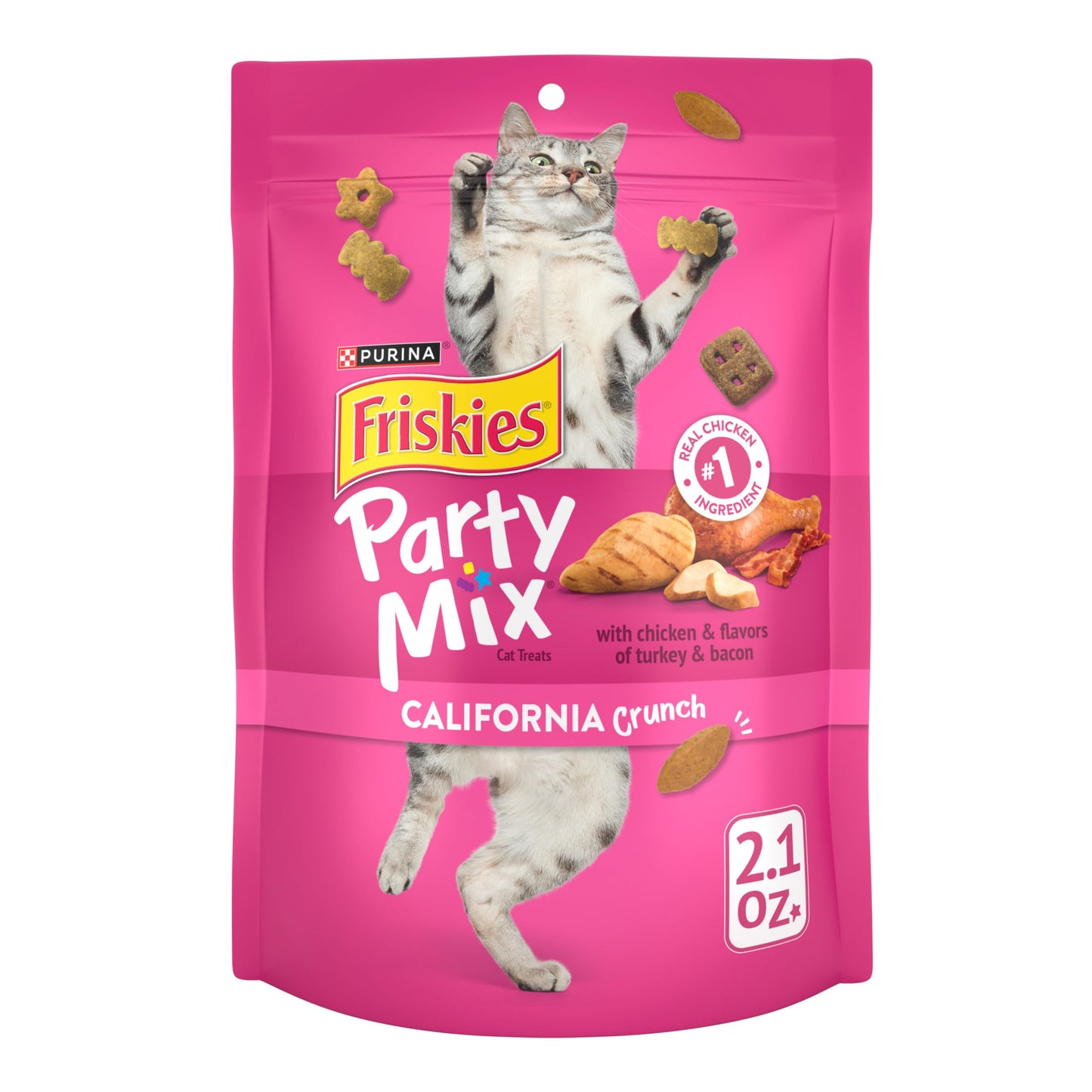 Purina Friskies Cat Treats, Party Mix Gravy-licious Crunch Turkey and Gravy Flavors - (Pack of 10) 2.1 oz. Pouches