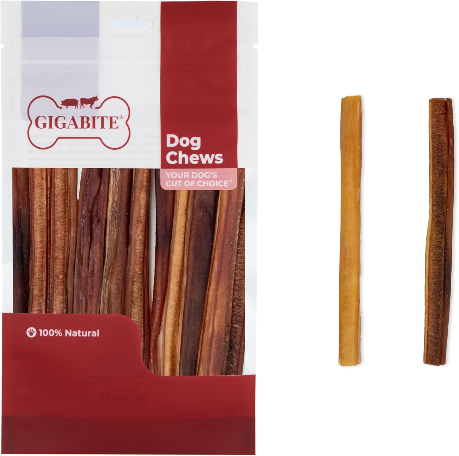 Best Pet Supplies GigaBite 6 Inch Medium Bully Sticks (20 Pack) - All Natural, Free Range Beef Pizzle Dog Treat