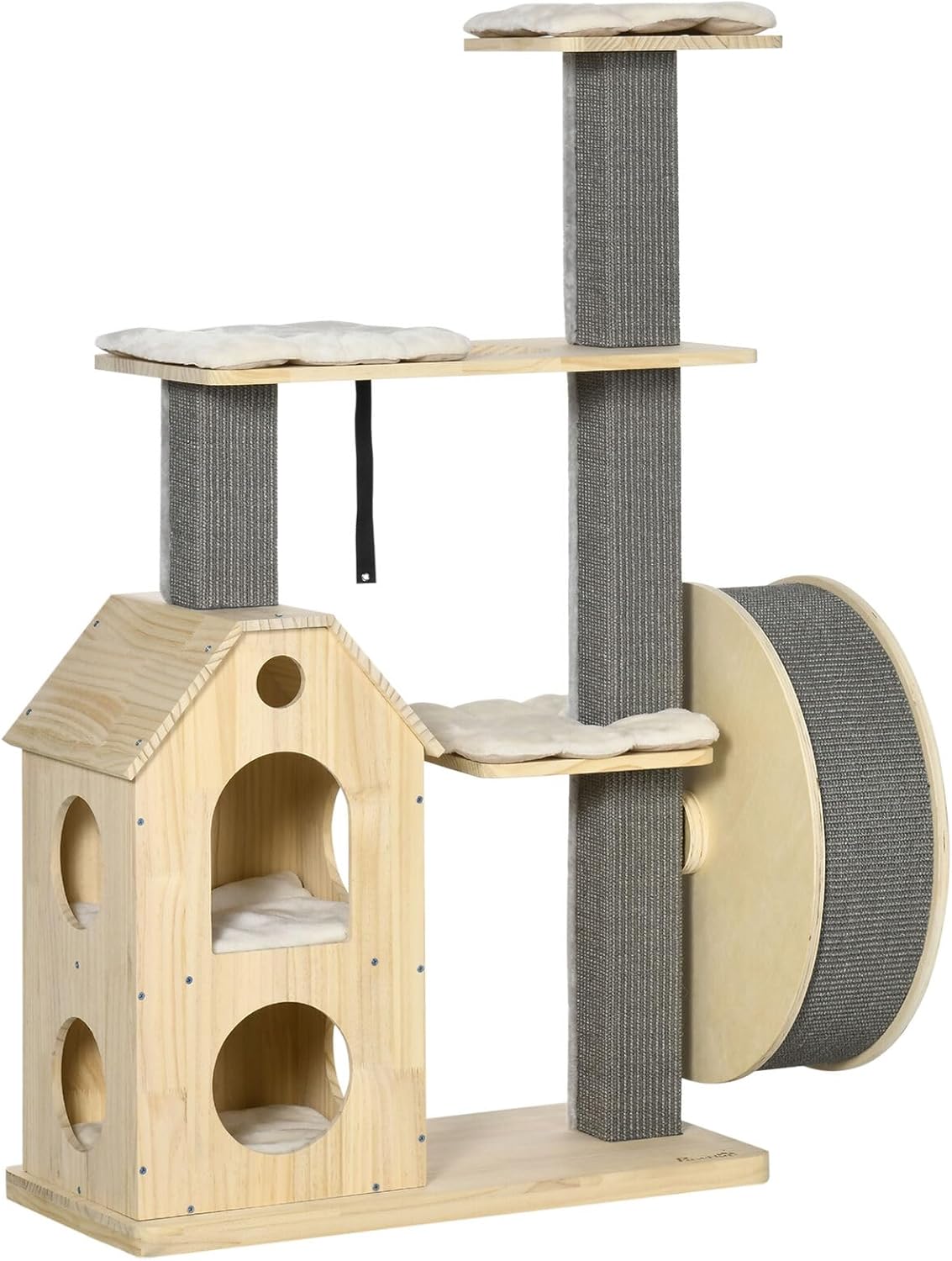 Deluxe Double-Layer cat condo & Climbing Tree with Scratching Posts and Exercise Wheel